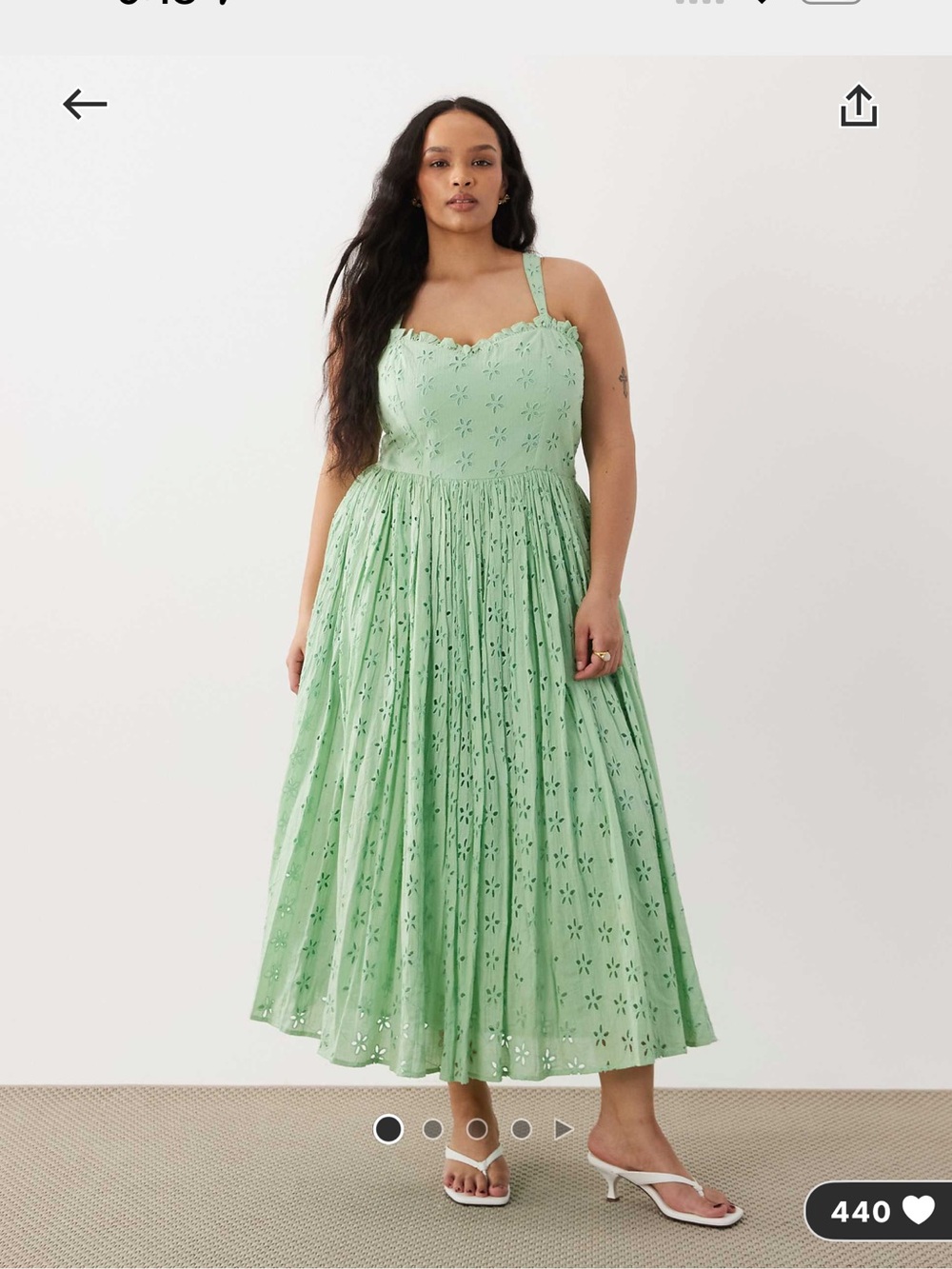 Mint Green Eyelet Midi Skirt